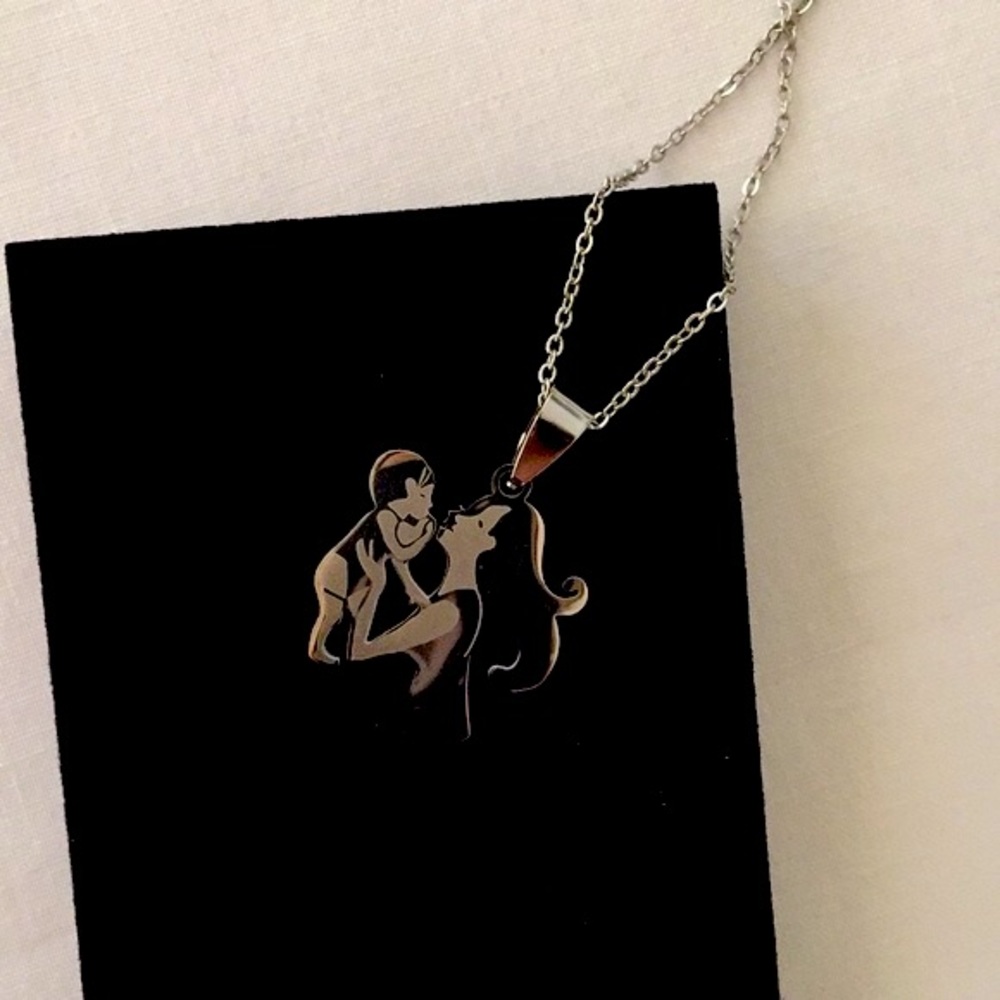 🍏50% OFF/3+...Mother and Baby Stainless Steel Necklace (Silver tone)